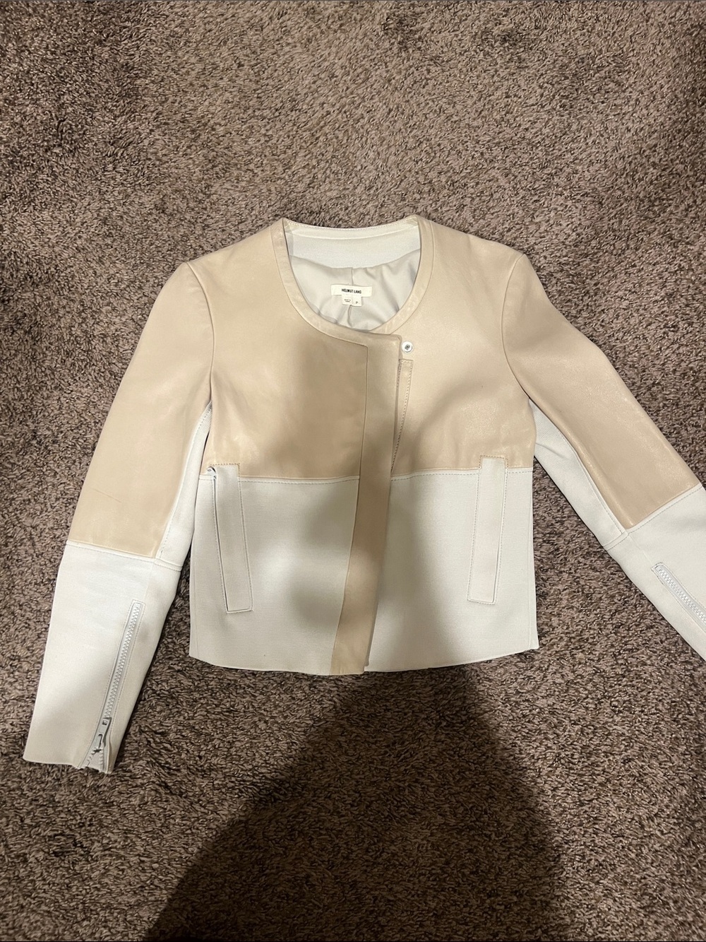 Helmut Lang Two-Tone Cream & White Leather Jacket